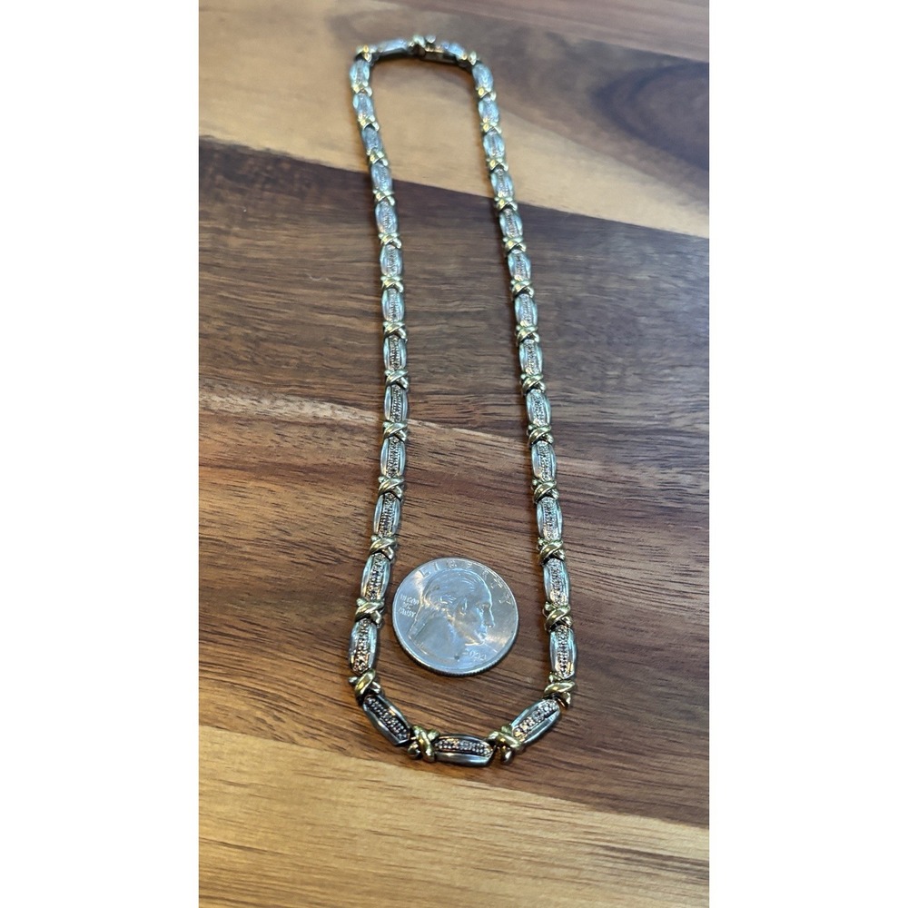 Sterling Silver - ROSS SIMONS White CZ Pave X Crossed  17" Necklace - 27.1g - Picture 7 of 8